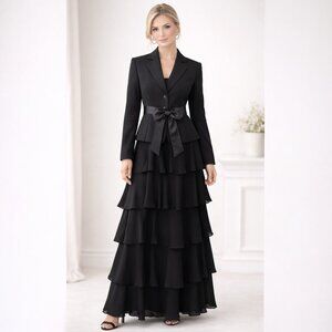 Tahari Black Sash Accent Blazer | Size 6P Petite | Tailored Cropped Jacket